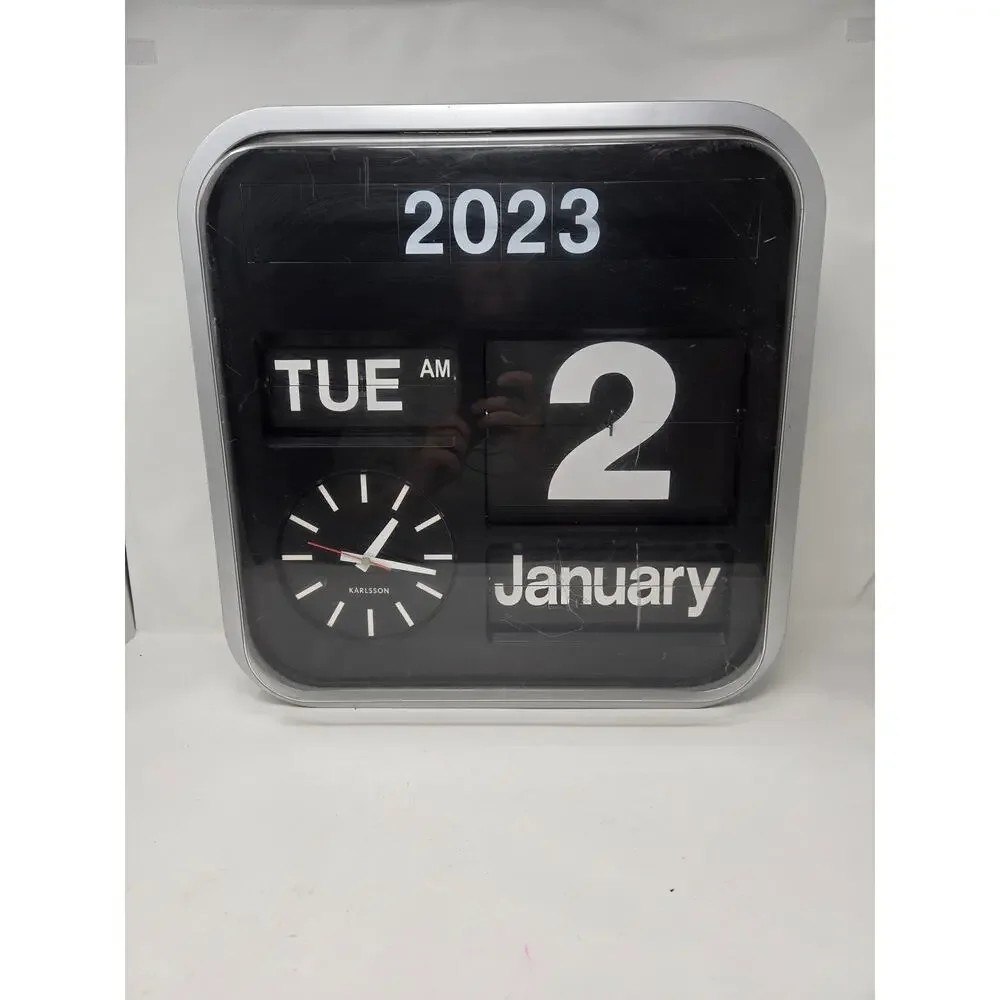 Karlsson Big Flip Retro Calendar Wall Clock Tested and working